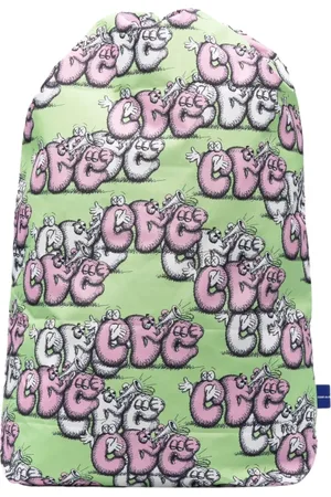 Comme des Garçons Homme, Sacs, Vert, Taille: ONE Size Sac à Dos à Cordon Coulissant avec Imprimé Graphique