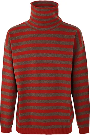 LARDINI Homme, Pulls, Rouge, Taille: L Pull Col Roulé Détails Rayures
