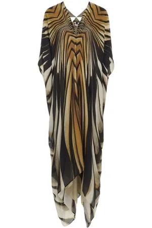 Roberto Cavalli Femme, Robes, Multicolore, Taille: 40 FR Kaftan avec impression Ray of Gold Made in Italy