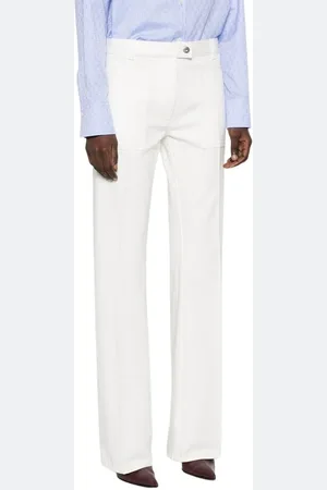 Salvatore Ferragamo Femme, Pantalons, Blanc, Taille: 38 FR Pantalon à Fermeture Éclair et Bouton Avant