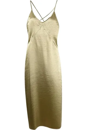 Dsquared2 Femme, Robes, Vert, Taille: 38 FR Longue robe verte en satin avec bretelles croisées dans le dos