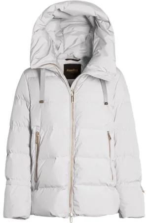 MOORER Femme, Vestes, Blanc, Taille: 34 FR Peacoat Matelassé avec Membrane Imperméable