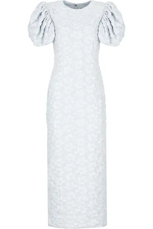 ROTATE Femme, Robes, Bleu, Taille: 42 FR Robe Midi Bleu Clair avec Motif Relief