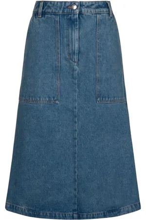 Maison Kitsuné Femme, Jupes, Bleu, Taille: W28 Jupe Midi en Denim Indigo