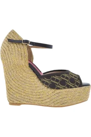 Carolina Herrera Femme, Chaussures, Brun, Taille: 40 EU Compensées en toile