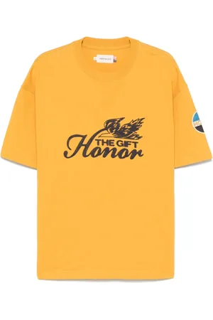HONOR THE GIFT Homme, Tops, Jaune, Taille: XL T-shirt Moutarde Logo Brodé