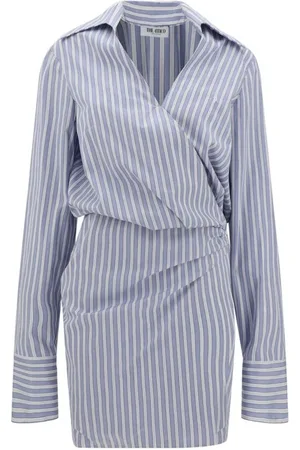 The Attico Femme, Robes, Bleu, Taille: 36 FR Mini-robe rayée à taille drapée
