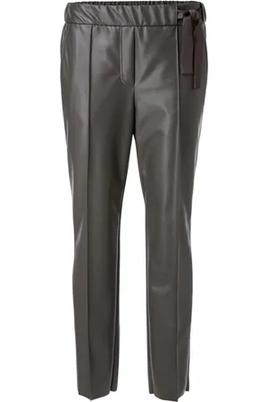 Marc Cain Femme, Pantalons, Gris, Taille: 40 FR Pantalon Droit en Cuir