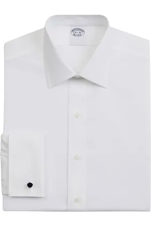 Brooks Brothers Homme, Chemises, Blanc, Taille: XL Chemise habillée blanche slim fit en coton stretch infroissable avec col Ainsley