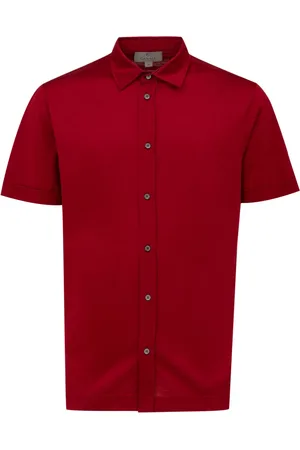 CANALI Homme, Chemises, Rouge, Taille: L Chemise à Manches Courtes en Coton