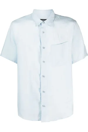 A.P.C. Homme, Chemises, Bleu, Taille: M Chemise à Manches Courtes en Lin