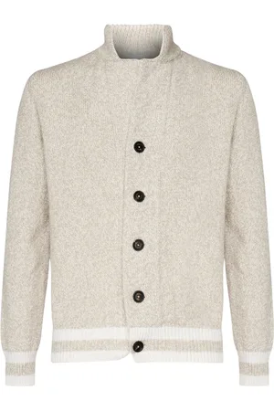 ELEVENTY Homme, Pulls, , Taille: M Cardigan Rayé à Col Montant