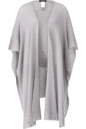 Fabiana Filippi Femme, Vestes, Gris, Taille: ONE Size Poncho en maille à sequins
