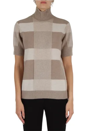 Emporio Armani Femme, Pulls, , Taille: 40 FR Pull Col Roulé en Laine et Cachemire à Carreaux