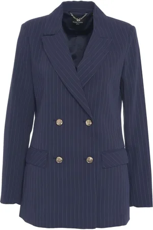 Guess Femme, Vestes, Bleu, Taille: 42 FR Blazer à rayures bleues