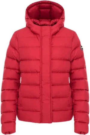Colmar Femme, Vestes, Rouge, Taille: 40 FR Manteau à Capuche avec Rembourrage en Plumes Naturelles