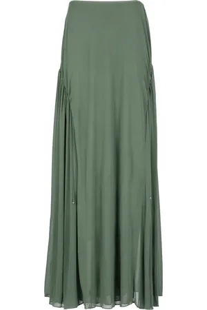 Lanvin Femme, Jupes, Vert, Taille: 38 FR Jupe Longue en Soie Verte avec Cordons de Serrage