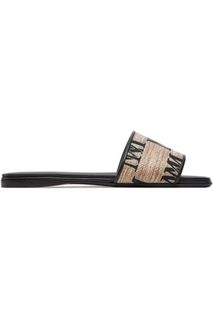 Max Mara Femme, Chaussures, Noir, Taille: 38 EU Sandales Tongs en Cuir à Logo