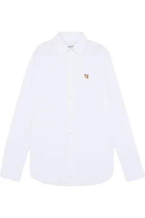 Maison Kitsuné Homme, Chemises, Blanc, Taille: M Chemise Popeline Tête de Renard Fox Head