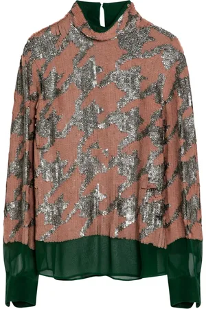 DRIES VAN NOTEN Femme, Blouses et Chemises, Vert, Taille: 38 FR Blouse verte/rose/argentée à sequins