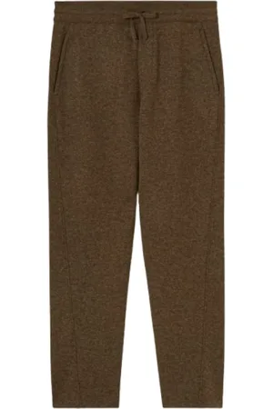 Loro Piana Homme, Pantalons, Brun, Taille: M Pantalon de survêtement marron en jersey avec coupe latérale