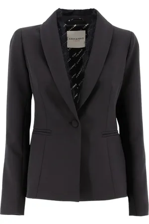 ERMANNO SCERVINO Femme, Vestes, Noir, Taille: 38 FR Veste Blazer avec Insert en Dentelle