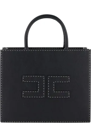 Elisabetta Franchi Femme, Sacs, Noir, Taille: ONE Size Sac cabas Medium avec surpiqûres contrastantes
