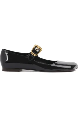 Chloé Femme, Chaussures, Noir, Taille: 35 EU Ballerines Noires avec Boucle Dorée Oversize