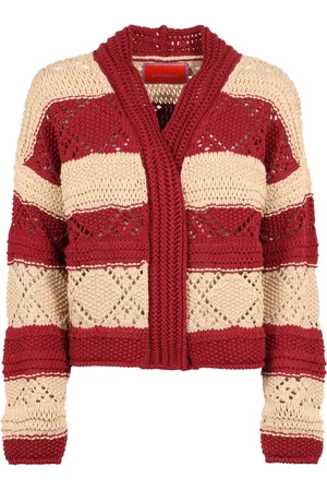 La DoubleJ Femme, Pulls, Multicolore, Taille: 38 FR Cardigan en Tricot de Coton Rayé