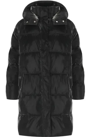 Elisabetta Franchi Femme, Manteaux, Noir, Taille: 38 FR Manteau Rembourré à Capuche en Satin Noir
