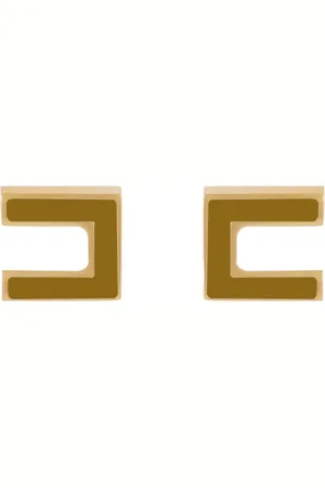 Elisabetta Franchi Femme, Accessoires, Jaune, Taille: ONE Size Boucles d`Oreilles Double C en Métal