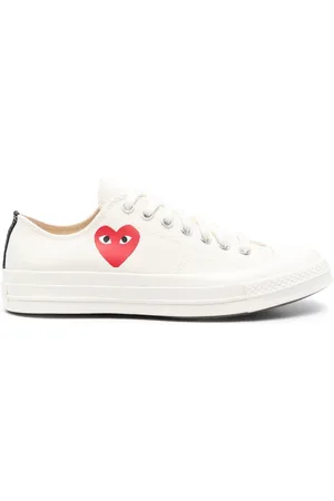 Comme des Garçons Homme, Chaussures, Blanc, Taille: 40 EU Baskets Basses Petit Cœur Rouge