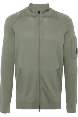 C.P. Company Homme, Pulls, Vert, Taille: L Pull Zippé en Tricot