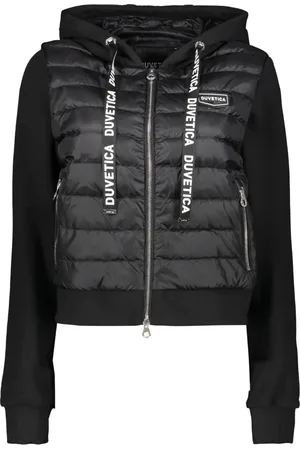 Duvetica Femme, Vestes, Noir, Taille: 40 FR Veste Rembourrée à Écusson Logo et Poignets Côtelés