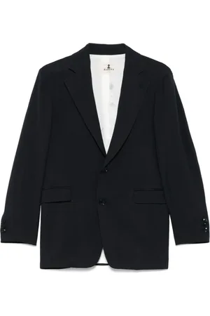 BARENA Femme, Vestes, Bleu, Taille: 34 FR Veste Bleu Marine Boutonnée avec Fente Arrière Américaine
