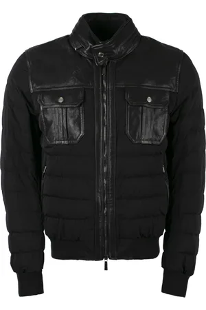 MOORER Homme, Vestes, Noir, Taille: M Bomber rembourré avec inserts en cuir