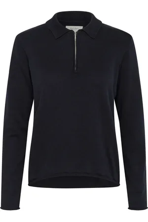 Part Two Femme, Tops, Bleu, Taille: 36 FR Pull en Tricot Bleu Marine avec Fermeture Éclair