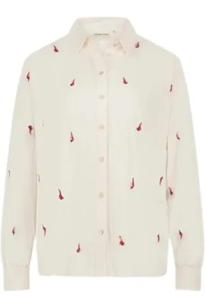 Fabienne Chapot Femme, Blouses et Chemises, Blanc, Taille: 38 FR Blouse en Viscose Brodé avec Piments