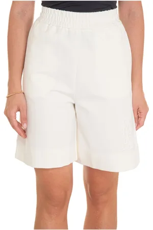 Emporio Armani Femme, Shorts, Blanc, Taille: 36 FR Bermuda à Taille Élastique avec Bande Latérale
