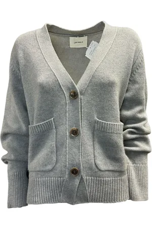 Lisa Yang Femme, Pulls, Gris, Taille: 36 FR Cardigan Doux en Cachemire avec Poches