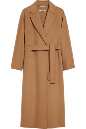 Max Mara Femme, Manteaux, Brun, Taille: 36 FR Manteau Kimono en Laine avec Ceinture