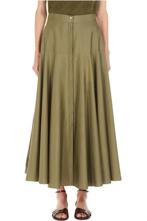 Max Mara Femme, Jupes, Vert, Taille: 38 FR Jupe Verte Évasée avec Haute Basque