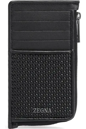 Ermenegildo Zegna Unisex, Accessoires, Noir, Taille: ONE Size Portefeuille en cuir tressé