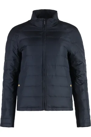 Thom Browne Femme, Vestes, Bleu, Taille: 36 FR Doudoune en nylon avec empiècements en maille