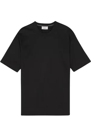 NN.07 Homme, Tops, Noir, Taille: M T-shirt en Coton Mercerisé Noir