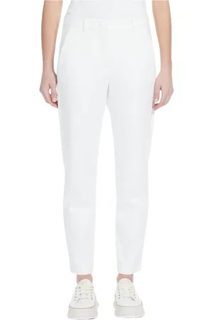 Max Mara Femme, Pantalons, Blanc, Taille: 40 FR Pantalon Droit en Viscose avec Point Milano
