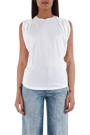 Dondup Femme, Tops, Blanc, Taille: 38 FR T-shirt fluide en jersey avec bretelles rembourrées