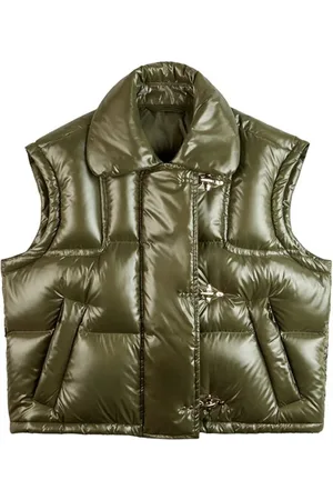 FAY Femme, Vestes, Vert, Taille: 40 FR Doudoune sans manches verte avec fermeture éclair