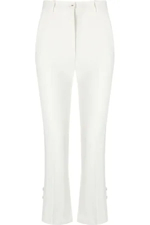 Elisabetta Franchi Femme, Pantalons, , Taille: 42 FR Pantalon de Smoking Ivoire avec Bandes Satinées