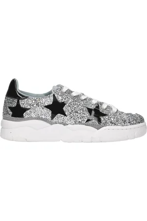Chiara Ferragni Femme, Chaussures, Gris, Taille: 36 EU Baskets Argentées à Paillettes
